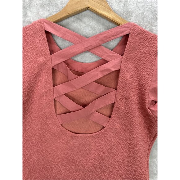 By Anthropologie Lace-Up Flutter Top in Coral Size Small NWT - Picture 5 of 9